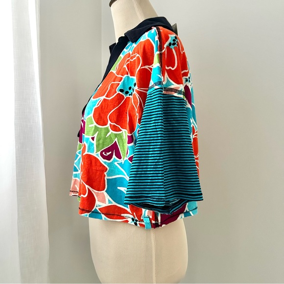 🍒NWT Free People On A Boat Boxy Crop Polo in Coastal. Small. - Picture 7 of 12